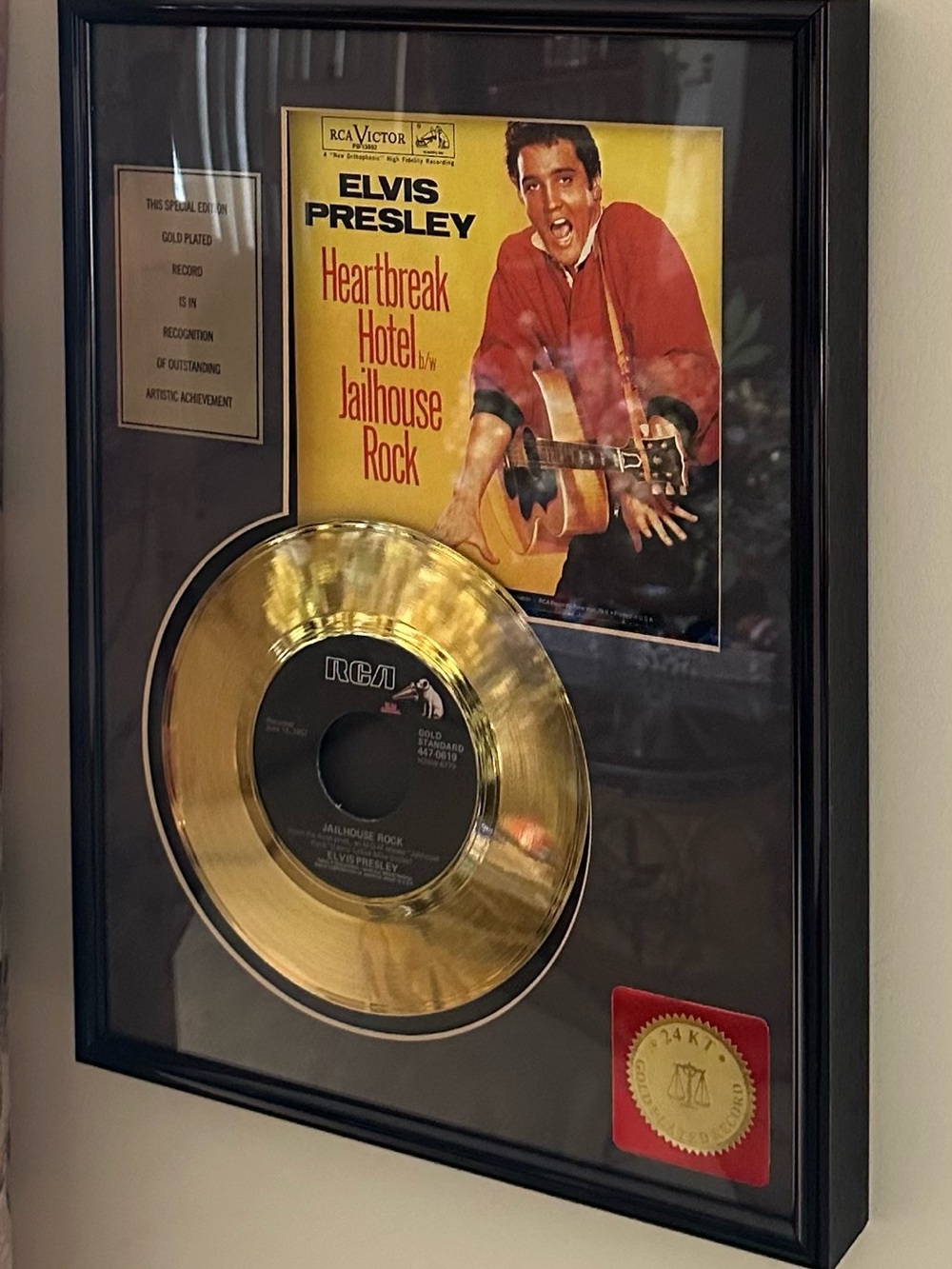Elvis Gold Record Wall Decor HeartBreak Hotel / Jailhouse Rock Framed